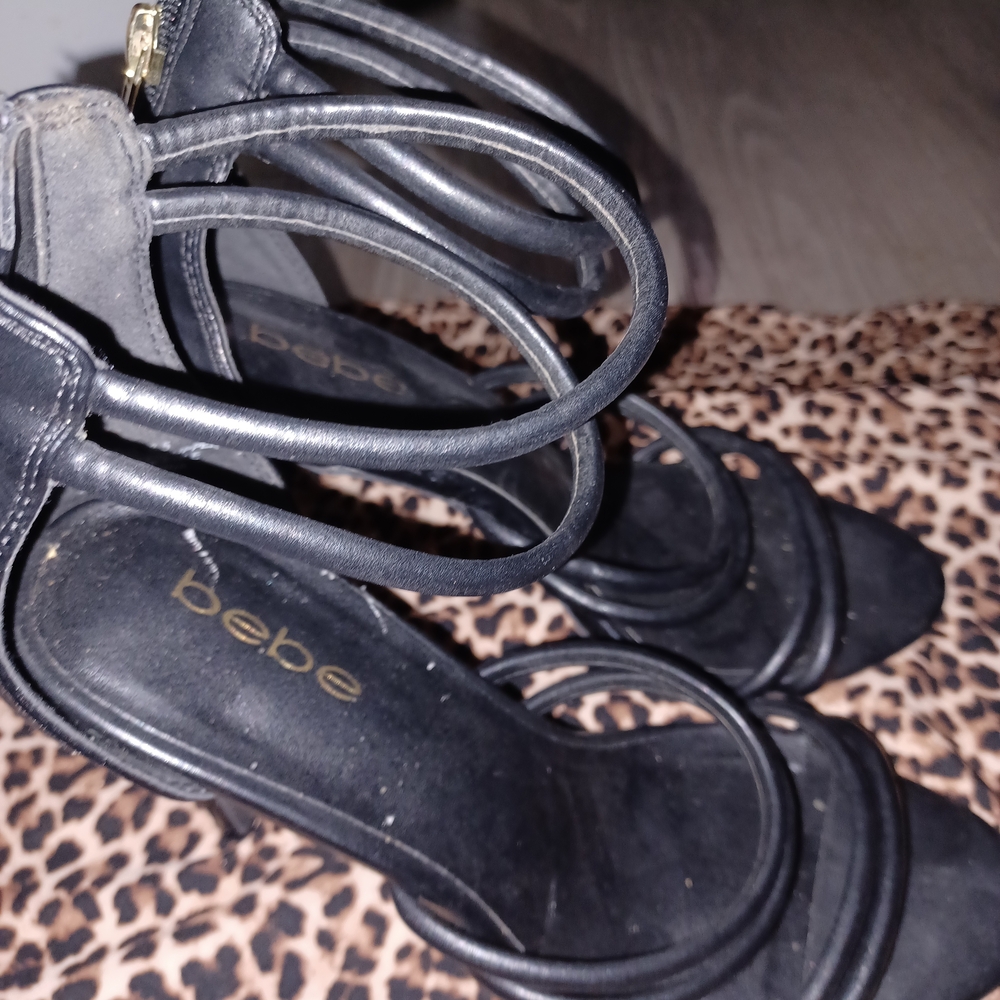 Bebe Black Strappy Heels